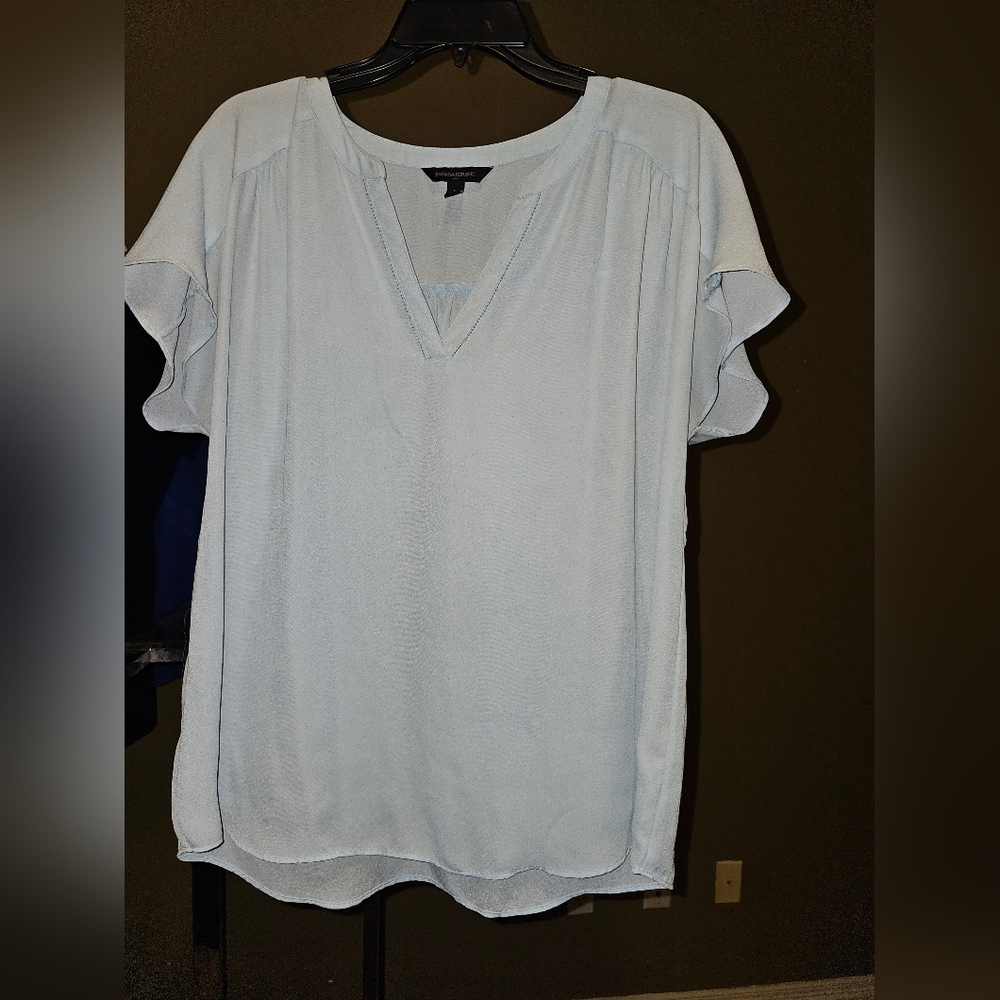 Light Blue V-Neck Blouse